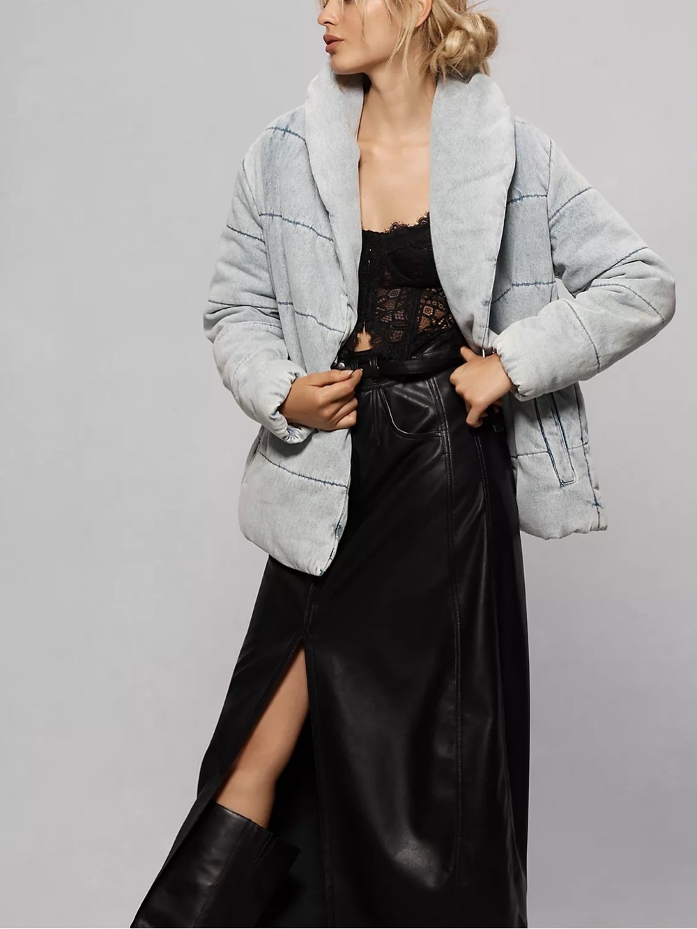 Avec Les Filles Quilted Denim Jacket